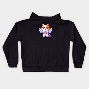 Cute Cat Unicorn Flying Cartoon Kids Hoodie